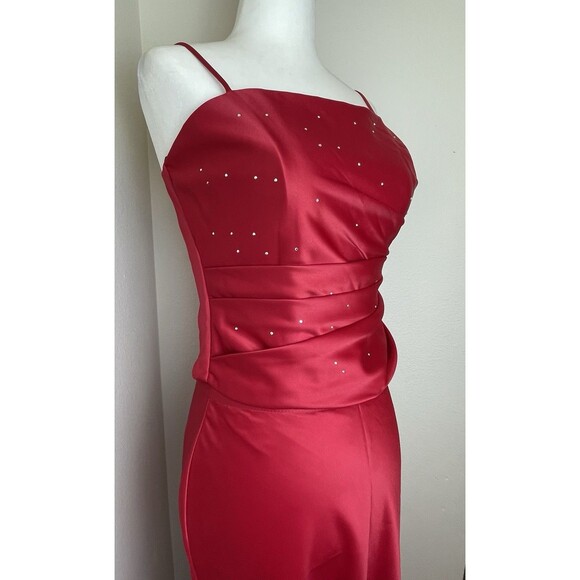 Rebecca Red 2pcs Gown Rhinestone Prom HOCO Bridesmaid-M - Picture 3 of 16